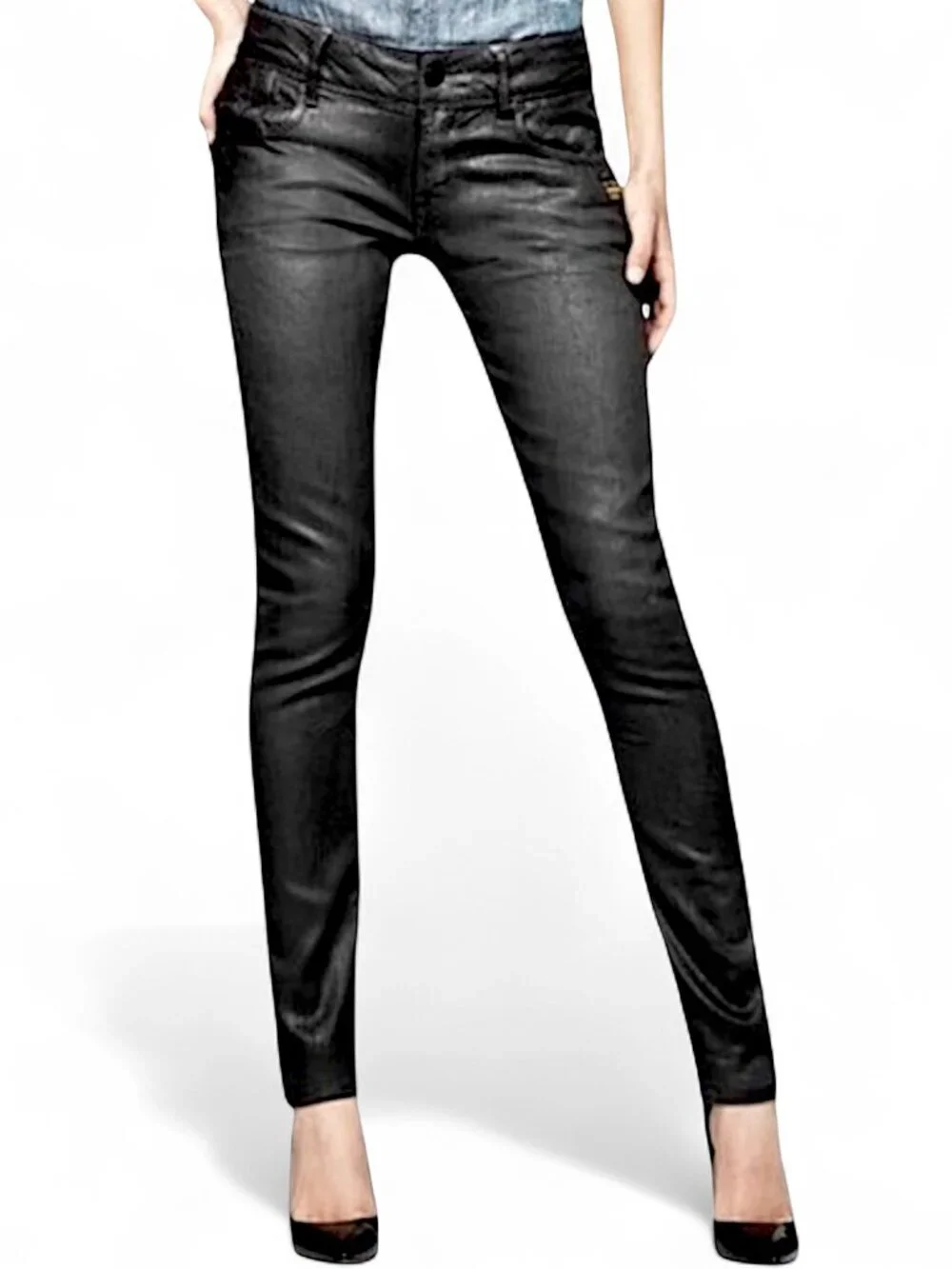 G-Star Jeans Fender Skinny Concrete Wash Gray Coated Wax Stretch NWT New Size 25
